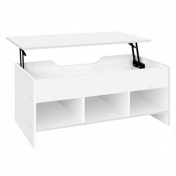 Redom KONFERENČNÍ stolek 96/51/45 cm s výklopnou deskou, úložným prostorem a kovovou konstrukcí, Bílá