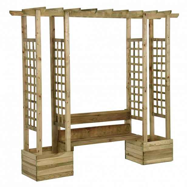 vidaXL Zahradní pergola s lavicí a truhlíky impregnovaná borovice