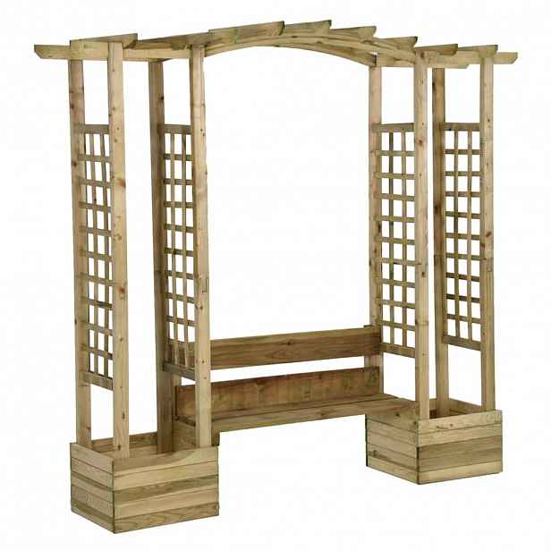 vidaXL Zahradní pergola s lavicí a truhlíky impregnovaná borovice