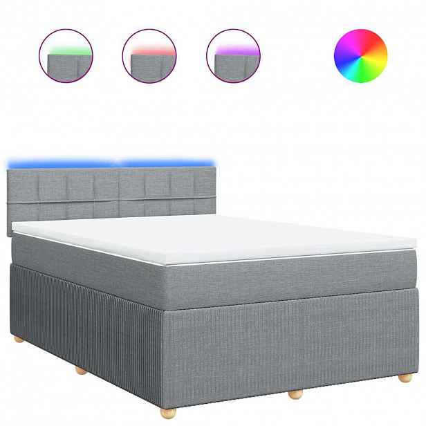 vidaXL Box spring postel s matrací světle šedá 140 x 190 cm textil
