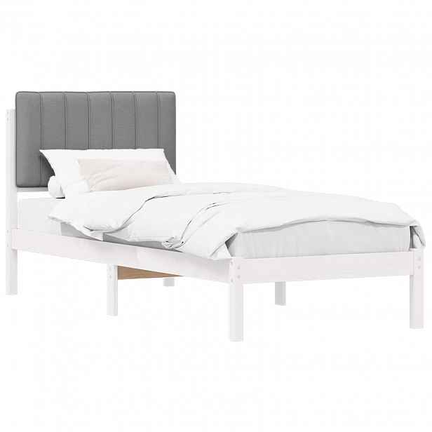 vidaXL Rám postele s čalouněným čelem Světle šedá 75 x 190 cm