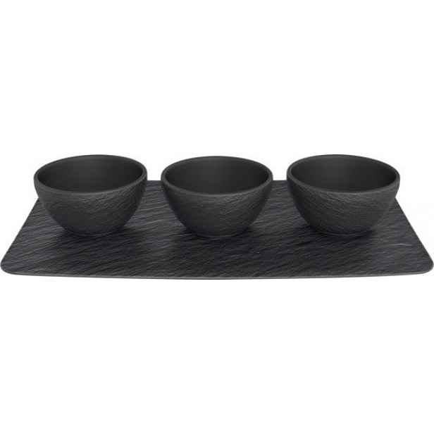 Villeroy & Boch Manufacture Rock sada misek na dip s podnosem