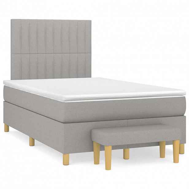 vidaXL Box spring postel s matrací světle šedá 120x190 cm textil