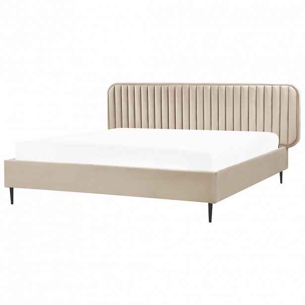 Beliani POSTEL s roštem 180/200 cm Taupe Brin