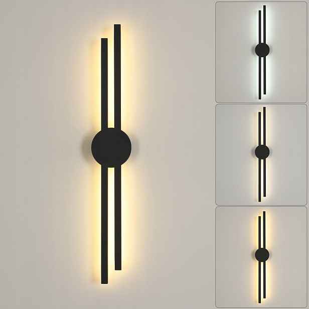 Černá Lampa Scienna Nástěnná Led Svítilna Moderní Chodba 3000K/4500K/6500K 15W