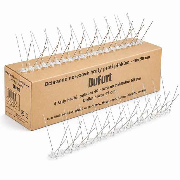 DUFURT Hroty proti holubům nerezové – zábrana proti ptákům, 10 ks × 50 cm (5 m) 1317
