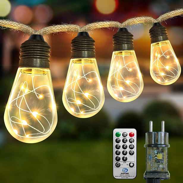 Řetěz Girlanda Zahradní síť 12+3 M 40X Led 8 režimů, Dálkový Ovladač