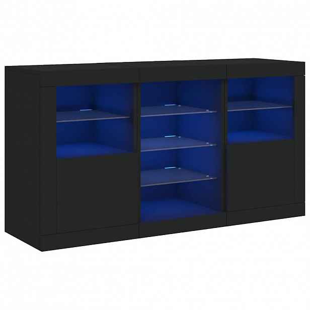 vidaXL Příborník s LED osvětlením černý 123 x 37 x 67 cm