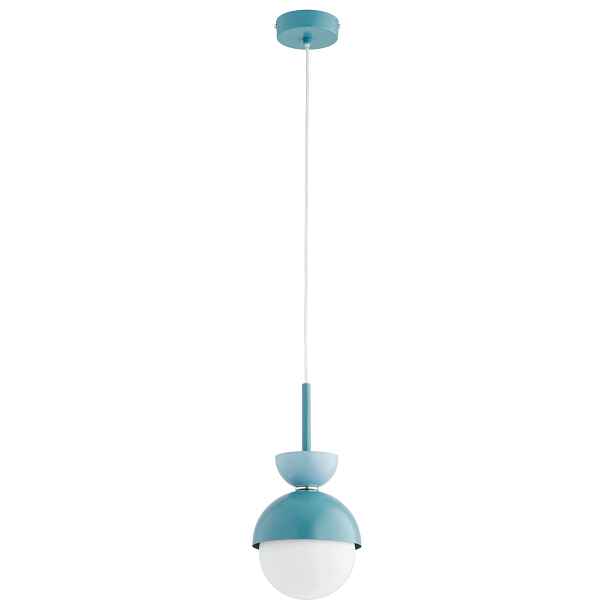 Závěsná lampa Satori skleněná koule modrobílá 1xE14 10W Alfa