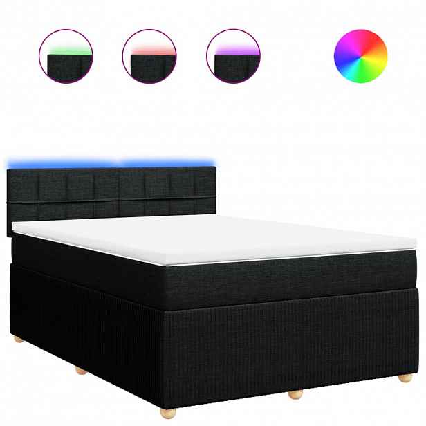 vidaXL Box spring postel s matrací černá 140 x 190 cm textil