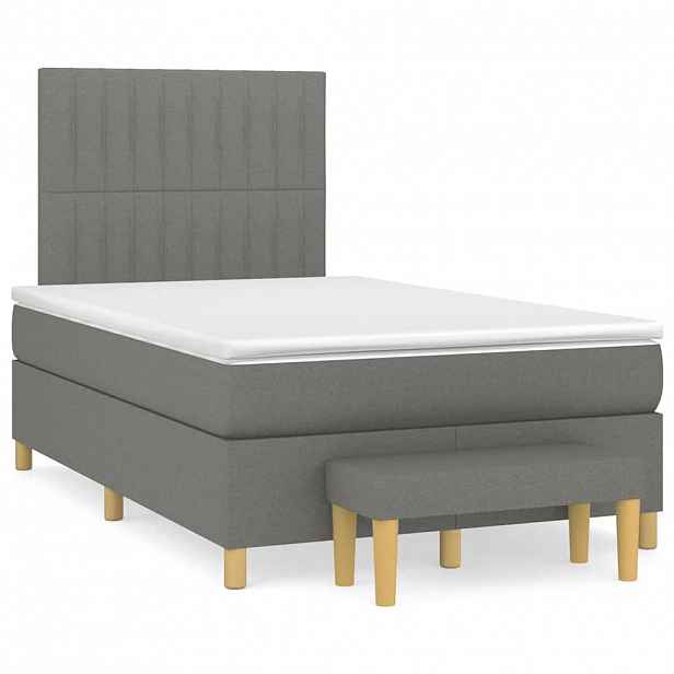 vidaXL Box spring postel s matrací tmavě šedá 120x190 cm textil