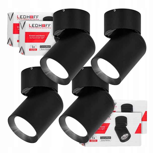 4x Stropní svítidlo nástěnná lampa Spot halogenová lampa GU10 Černá Tuba