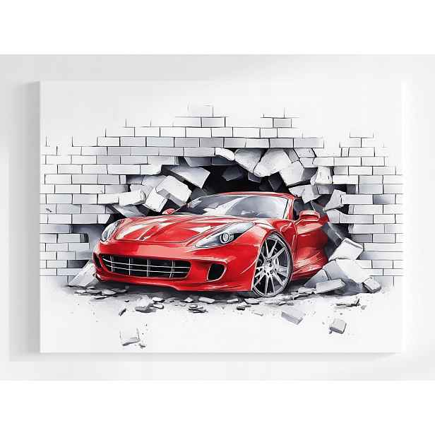 Obraz Na Plátně Canvas Červené Auto Ferrari Mur 3D 80x60