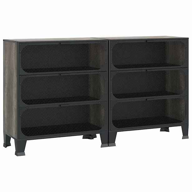 vidaXL Úložné skříně 2 ks šedé 72 x 36 x 82 cm kov a MDF