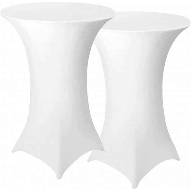 5X Obal Na Koktejlový Stolek Kulatý Cateringový Stůl Ubrus 80 CM Bílý
