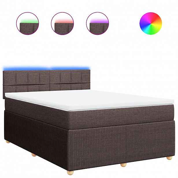 vidaXL Box spring postel s matrací tmavě hnědá 140x190 cm textil