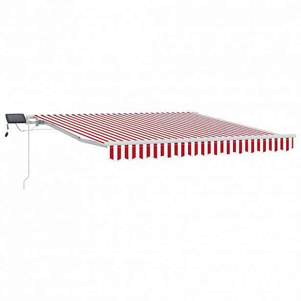 vidaXL Stahovací markýza Červená a Bílá 300 x 250 cm Látka a hliník