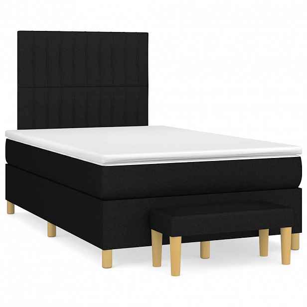 vidaXL Box spring postel s matrací černá 120x190 cm textil