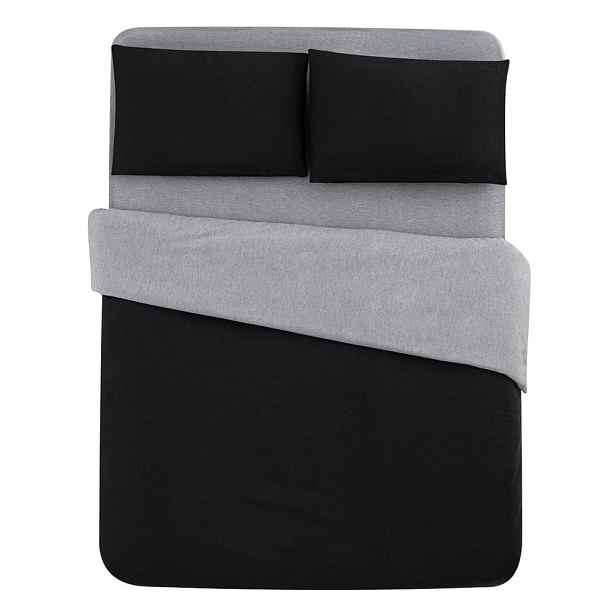 Černo-šedé bavlněné povlečení na dvoulůžko/prodloužené s prostěradlem 200x220 cm – Mila Home