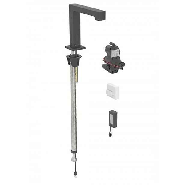 Geberit Brenta - Elektronický umyvadlový ventil, pro studenou vodu, bateriové napájení, easy to clean, matná černá 116.193.14.1