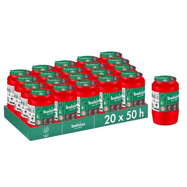 Hřbitovní Svíčky Náhrobní Svíčky 20 Ks 2 Dny Červené 9,4 CM Voskové