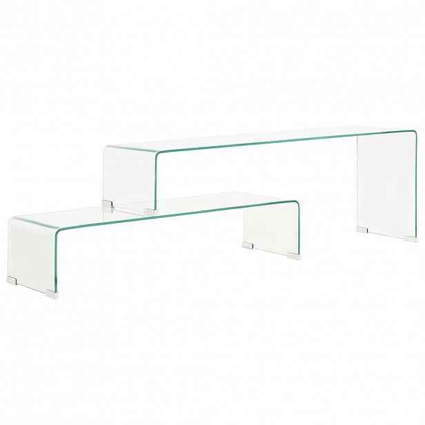 vidaXL 2dílný konferenční stolek 90x30x20 / 110x30x40 cm tvrzené sklo