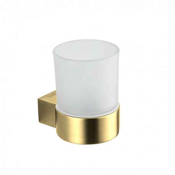 kielle Vega - Sklenka na kartáčky a pastu s držákem, matné sklo/brushed gold 40018026