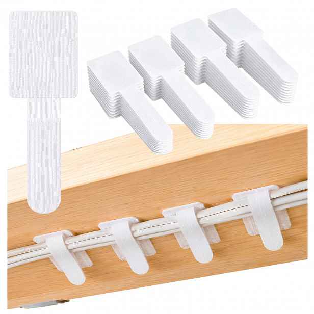 Organizér na kabely pod psací stůl Samolepicí Bílý Rzep 9x3 Cm 40 ks