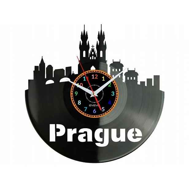 Prague Dárek Originální dekorace do domu Hodiny z vinylové desky