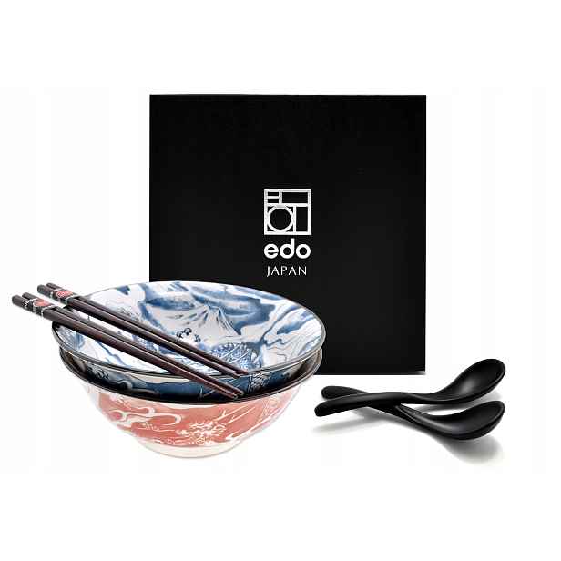 Sada 2 misek s lžícemi a paličkami Ramen Dragon 1000 ml MIX Č. Box
