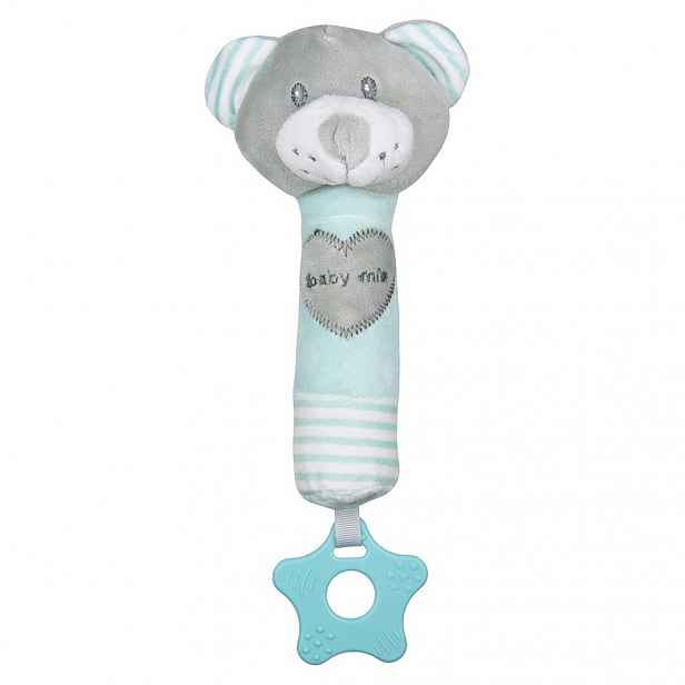 Baby Mix dětská pískací plyšová hračka s kousátkem medvěd mátový