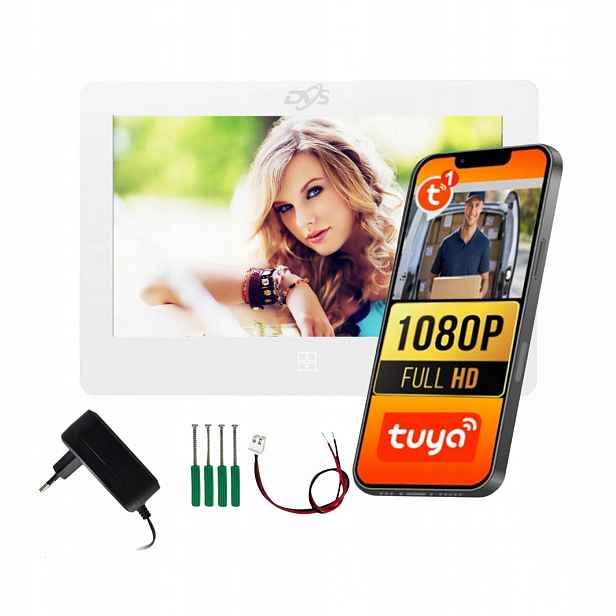 Bílý Monitor Pro Videodomofon VS20072T WiFi Dotyk Audio Aplikace Tuya Dvs