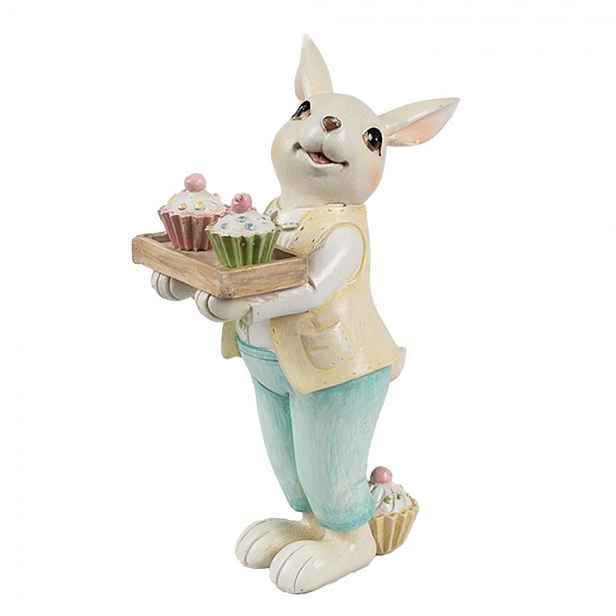 Dekorace králíček nesoucí muffiny - 11*6*16 cm Clayre & Eef