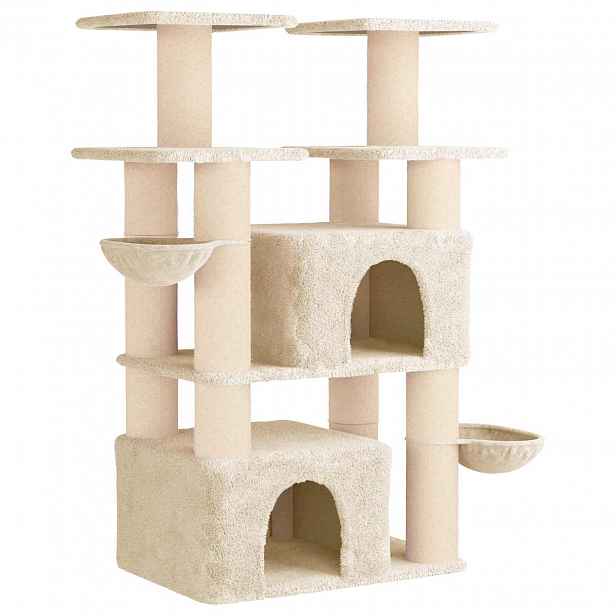 vidaXL Kočičí strom se škrabacími sloupky sisal Krémová 147 cm 2 ks