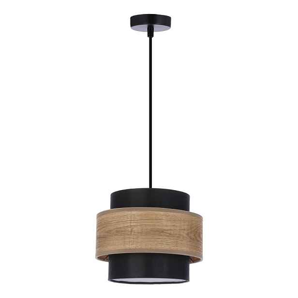 Závěsné svítidlo s textilním stínidlem v černo-přírodní barvě ø 20 cm Twin – Candellux Lighting