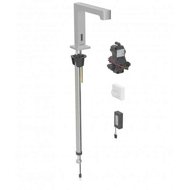 Geberit Brenta - Elektronický umyvadlový ventil, pro studenou vodu, bateriové napájení, easy to clean, kartáčovaná nerez 116.193.SN.1