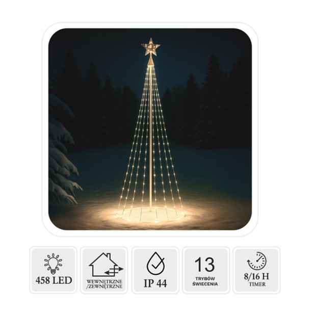 Led Kuželový Vánoční Stromek S Hvězdou 3 M 458 L, Teplá Bílá Vnitřní/vnější Strana