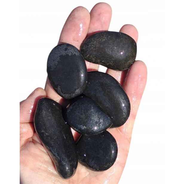 Oblázek leštěný Černý Lesk ozdobný kámen 3-6 cm černý Afrika 10 kg