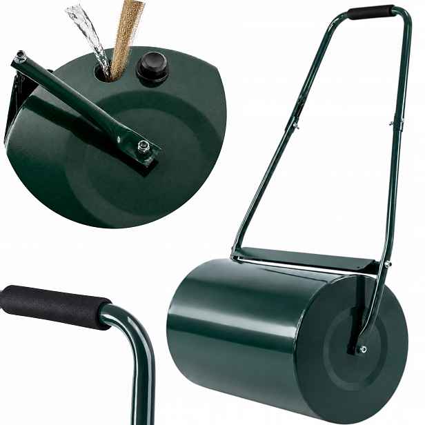 Váleček na trávy zahradní kovový 45L 60 cm pro zarovnání trávníku, zelený