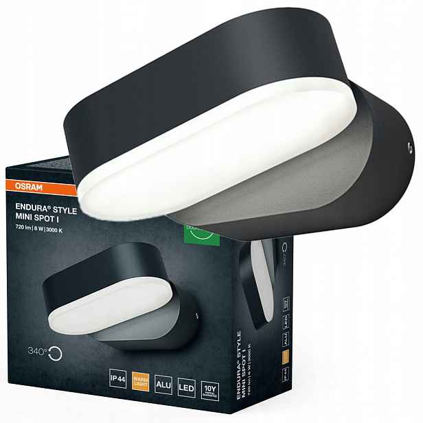 Zahradní nástěnné svítidlo Led Fasádní lampa 7.5W 320lm 3000K IP44 340° Osram