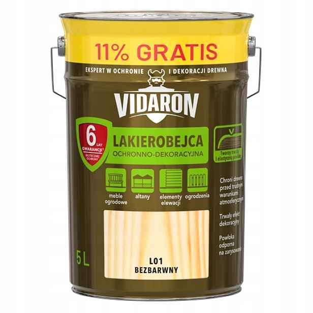 Vidaron Ochranný Lak Mořidlo 5L Bezbarevný L01 4,5L 0,5L 11% Bonus