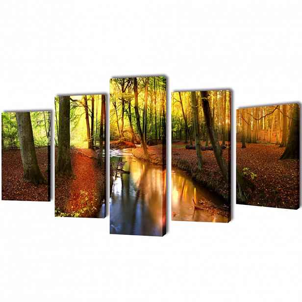 vidaXL Sada obrazů, tisk na plátně, les, 200 x 100 cm