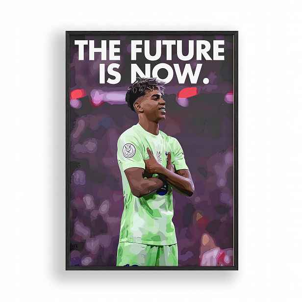 Obraz Lamine Yamal The Future Is Now Rámeček Dřevěný Černý 30x42 cm