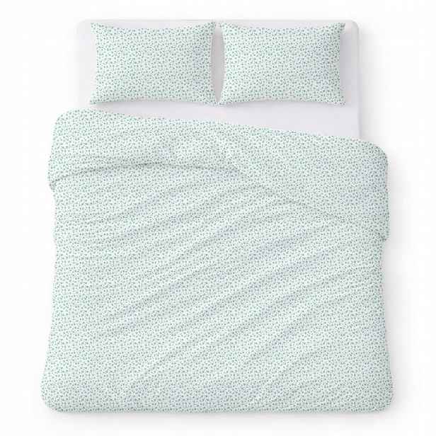Povlečení bavlněné 180x200 bílé s drobnými zelenými květy Cotton Home