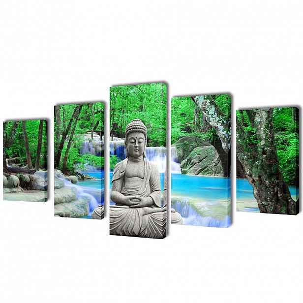 vidaXL Sada obrazů, tisk na plátně, Buddha, 200 x 100 cm