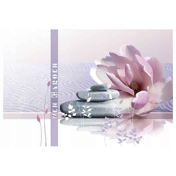 Vliesová fototapeta Zen Magnolie s levandulovými kameny Rozměr 150x105 lepidlo