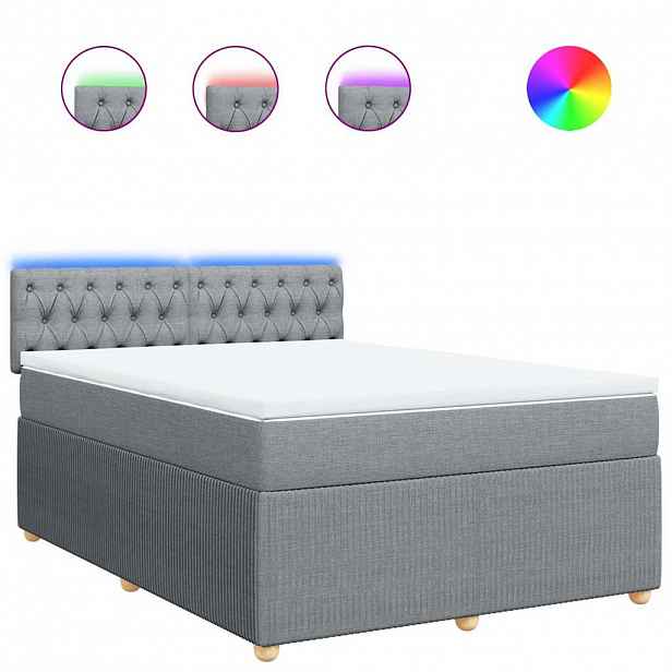 vidaXL Box spring postel s matrací světle šedá 140 x 190 cm textil
