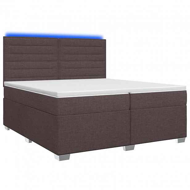 vidaXL Postel boxspring s matrací Tmavě hnědá 200 x 200 cm Textil