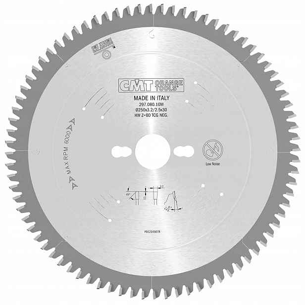 Cmt Pila Hm pro hliník Pvc 250x32x80Z/ -6° Neg