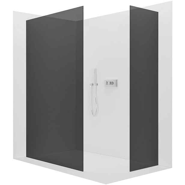 Sprchová zástěna Walk-in Crystal T L/P - 8 mm - bezvzpěrový systém - chrom, grafitové sklo - 100x50x200 cm